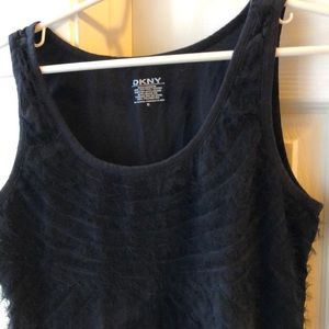 DKNY black chiffon tank top Size S